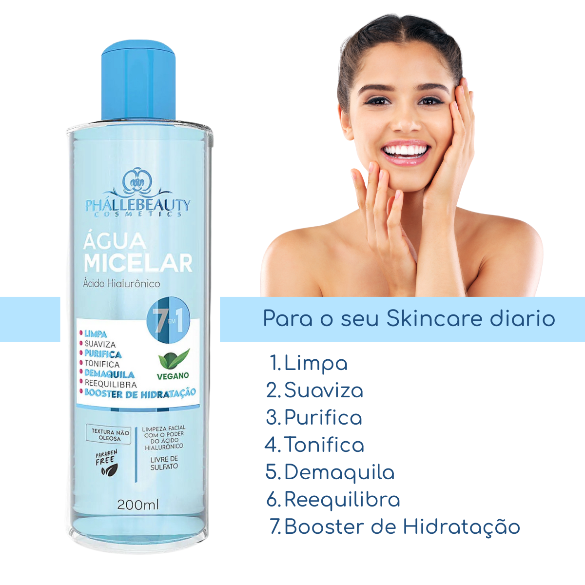 Agua Micelar 7 em 1 Acido Hialuronico - Phallebeauty - Imagem 2