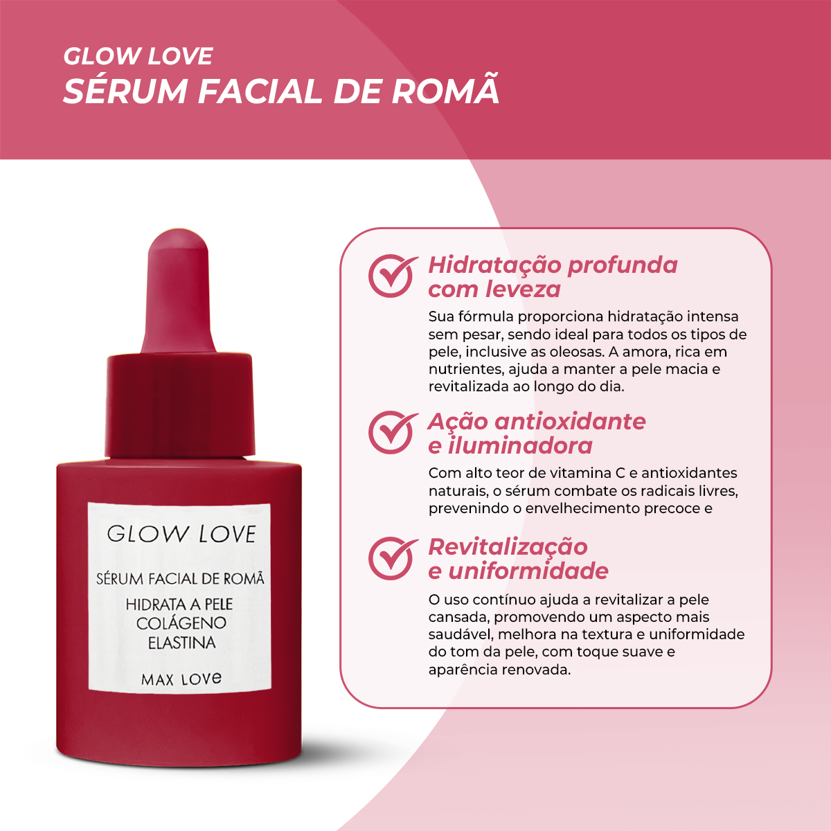 Sérum Facial de Romã Glow love - MAX LOVE - Imagem 5